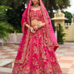 Monjolika Fashion Rani Pink Khatli Embroidered Silk Blend Bridal Lehenga Choli - Swadesiicart