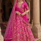 Monjolika Fashion Magenta Pink Khatli Embroidered Silk Blend Bridal Lehenga Choli - Swadesiicart