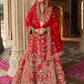 Monjolika Fashion Red Khatli Embroidered Silk Blend Bridal Lehenga Choli - Swadesiicart