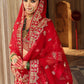 Monjolika Fashion Red Khatli Embroidered Silk Blend Bridal Lehenga Choli - Swadesiicart