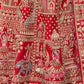 Monjolika Fashion Red Khatli Embroidered Silk Blend Bridal Lehenga Choli - Swadesiicart
