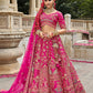 Monjolika Fashion Rani Pink Khatli Embroidered Silk Blend Bridal Lehenga Choli - Swadesiicart