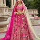 Monjolika Fashion Rani Pink Khatli Embroidered Silk Blend Bridal Lehenga Choli - Swadesiicart
