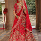 Monjolika Fashion Red Khatli Embroidered Silk Blend Bridal Lehenga Choli - Swadesiicart
