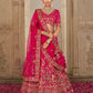 Monjolika Fashion Rani Pink Khatli Embroidered Silk Blend Bridal Lehenga Choli - Swadesiicart
