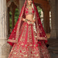 Monjolika Fashion Red Khatli Embroidered Silk Blend Bridal Lehenga Choli - Swadesiicart