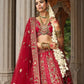 Monjolika Fashion Red Khatli Embroidered Silk Blend Bridal Lehenga Choli - Swadesiicart