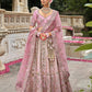 Monjolika Fashion Light Pink Khatli Embroidered Silk Blend Bridal Lehenga Choli - Swadesiicart