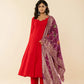 Yufta Red Silk Blend Anarkali Kurta Dupatta Set - Swadesiicart