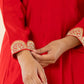Yufta Red Silk Blend Anarkali Kurta Dupatta Set - Swadesiicart