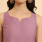 Yufta Purple Silk Sleeveless Kurta With Pant Banarasi Dupatta Set | Swadesiicart