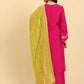Yufta Pink Silk Flared Sleeves Kurta With Palazzo Banarasi Dupatta Set | Swadesiicart