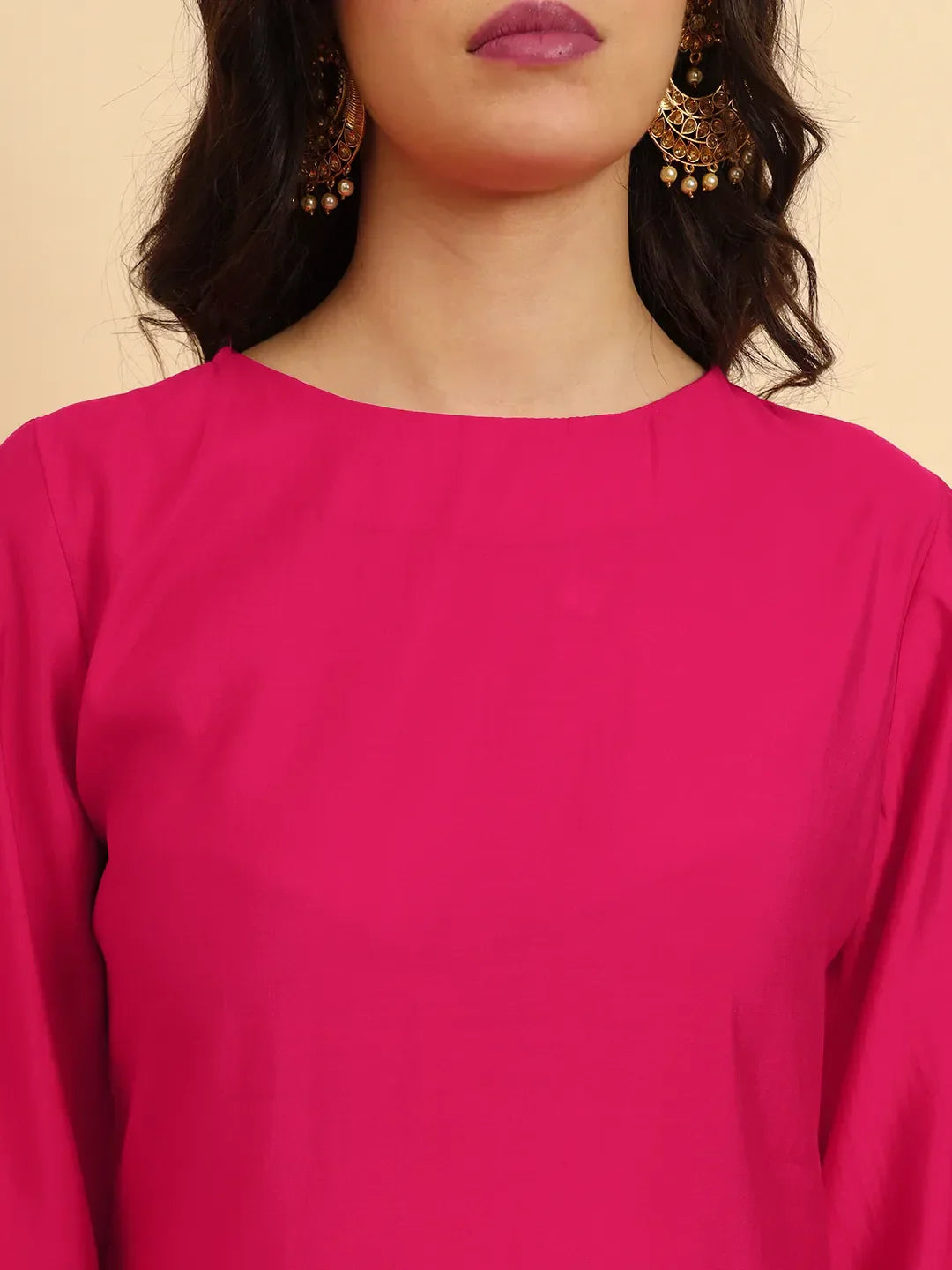 Yufta Pink Silk Flared Sleeves Kurta With Palazzo Banarasi Dupatta Set | Swadesiicart