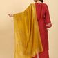 Yufta Rust Silk Flared Sleeves Kurta With Palazzo Banarasi Dupatta Set | Swadesiicart