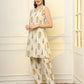Yufta Mustard And Off White Ethnic Motifs Cotton Top And Trouser Co-Ord Set - Swadesiicart
