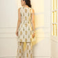 Yufta Mustard And Off White Ethnic Motifs Cotton Top And Trouser Co-Ord Set - Swadesiicart