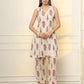 Yufta Pink And Off White Ethnic Motifs Cotton Top And Trouser Co-Ord Set - Swadesiicart