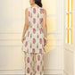 Yufta Pink And Off White Ethnic Motifs Cotton Top And Trouser Co-Ord Set - Swadesiicart