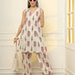 Yufta Pink And Off White Ethnic Motifs Cotton Top And Trouser Co-Ord Set - Swadesiicart