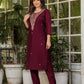 The52 Women's Gorgeous Rayon Slub Embroidery Straight Kurta with Pant And Dupatta Set - Swadesiicart