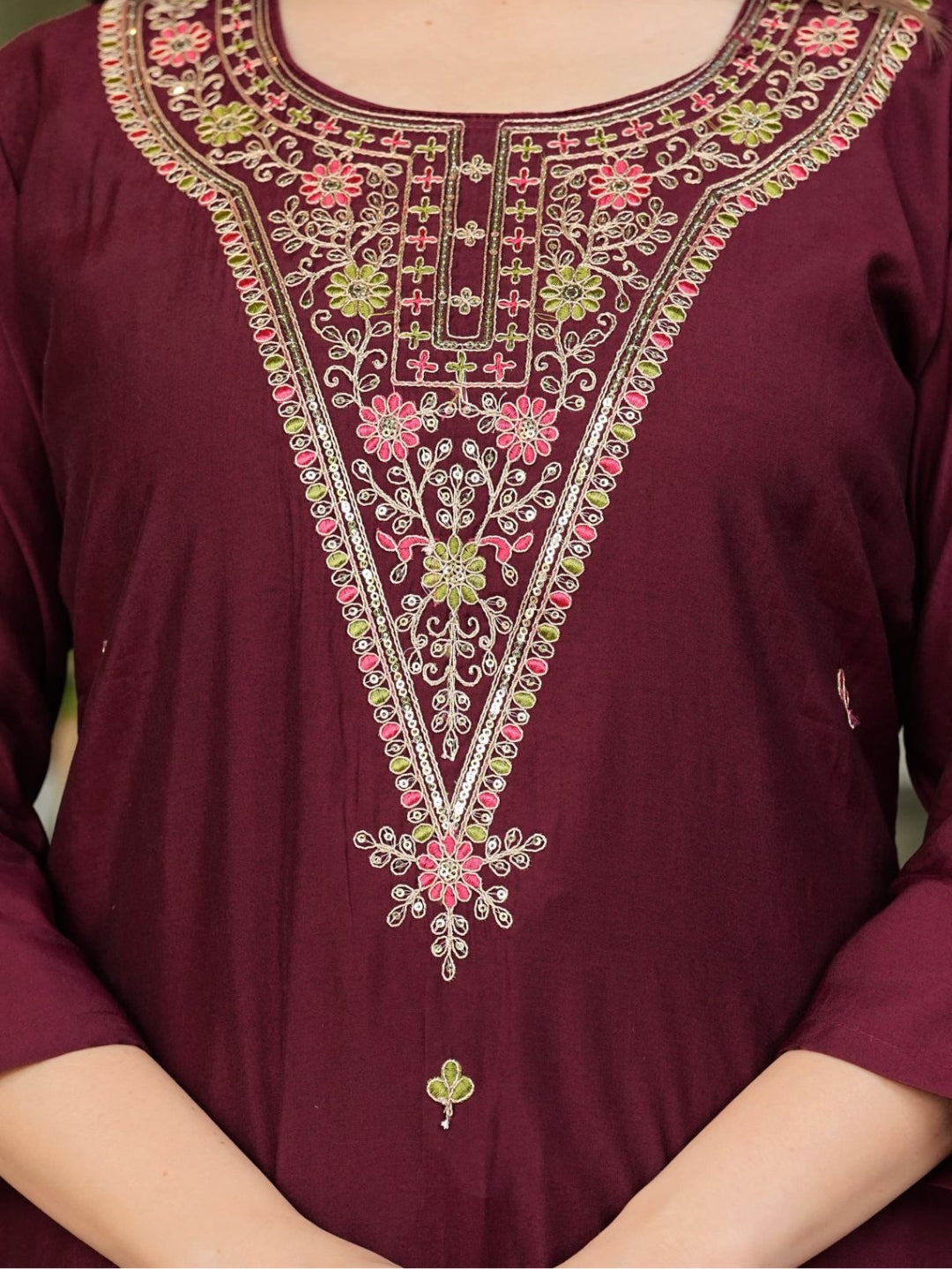 The52 Women's Gorgeous Rayon Slub Embroidery Straight Kurta with Pant And Dupatta Set - Swadesiicart