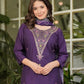 The52 Women's Gorgeous Rayon Slub Embroidery Straight Kurta with Pant And Dupatta Set - Swadesiicart