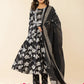 Yufta Black Cotton Sequins_Work Anarkali Kurta Dupatta Pant Set - Swadesiicart