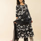 Yufta Black Cotton Sequins_Work Anarkali Kurta Dupatta Pant Set - Swadesiicart
