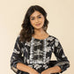 Yufta Black Cotton Sequins_Work Anarkali Kurta Dupatta Pant Set - Swadesiicart