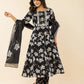 Yufta Black Cotton Sequins_Work Anarkali Kurta Dupatta Pant Set - Swadesiicart