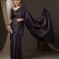 Saree Mall Navy Blue & Gold-Toned Woven Design Zari Silk Blend Banarasi Sarees | Swadesiicart