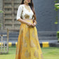 Juniper Women`s Mustard Dupion Printed Flared Lehenga Choli Sets | Swadesiicart