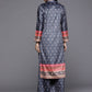 Ahalyaa Women Navy Blue Ethnic Motifs Printed Gotta Patti Velvet Kurta with Palazzos | Swadesiicart