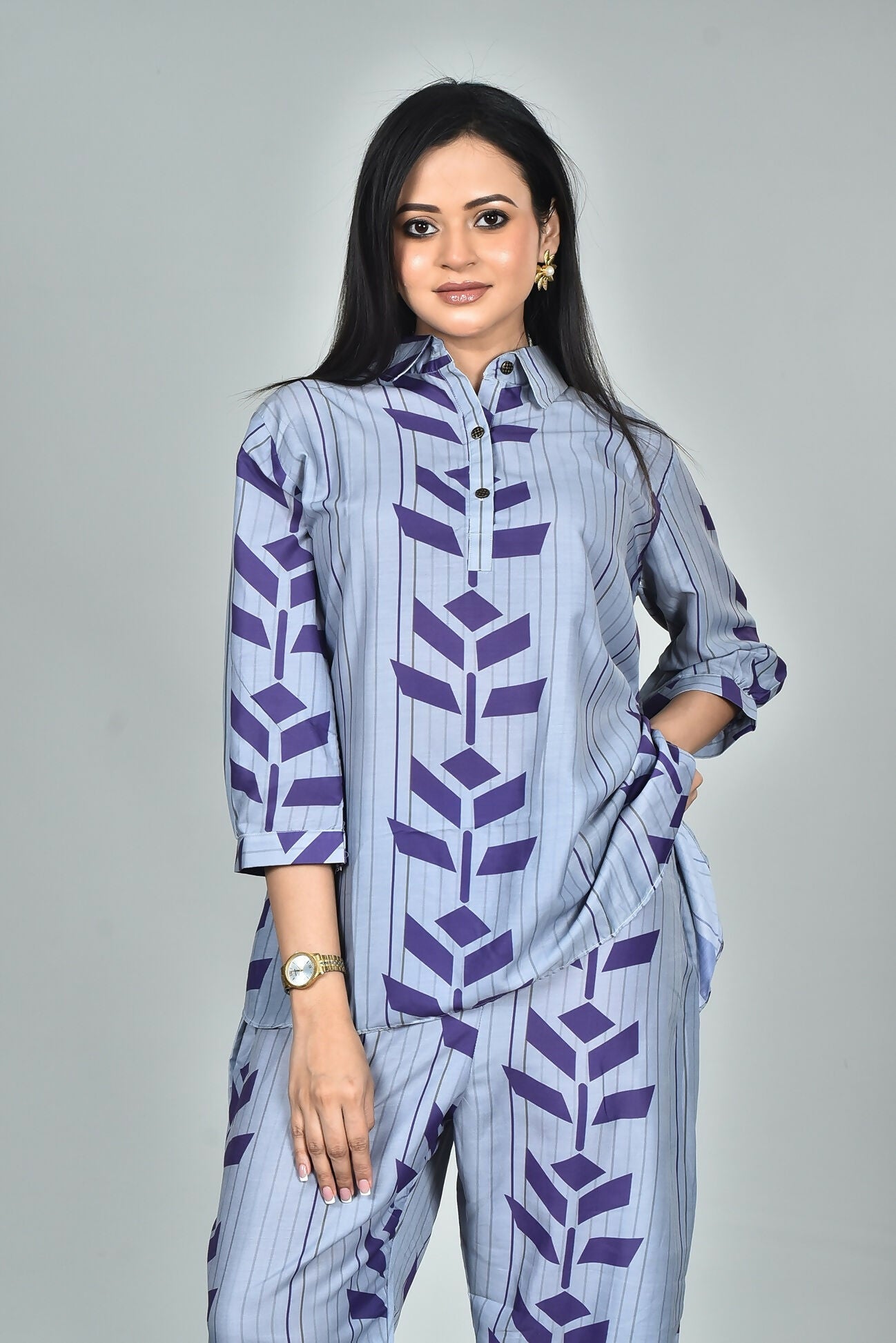 Morchari Digital Print Semi Muslin Co-Ord Set Top & Trouser-Multicolor - Swadesiicart