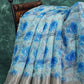 Powder Blue And Dark Blue Coloured Floral Print Semi Chanderi Saree By Gayathri Reddy Designer Studio | Swadesiicart