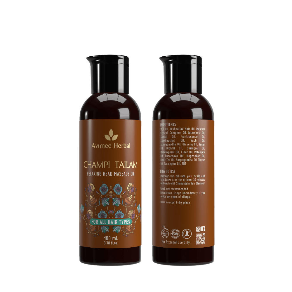 Avimee Herbal Champi Tailam, Relaxing Head Massage Oil, For All Hair Types - Limited Time Offer - Swadesiicart