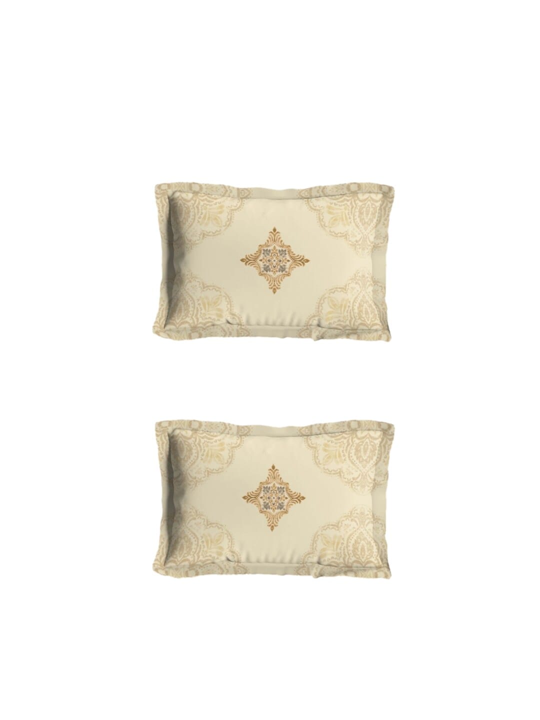 DDecor Beige & Grey Ethnic Motifs 180 TC Cotton 1 King Bedsheet with 2 Pillow Covers - Swadesiicart