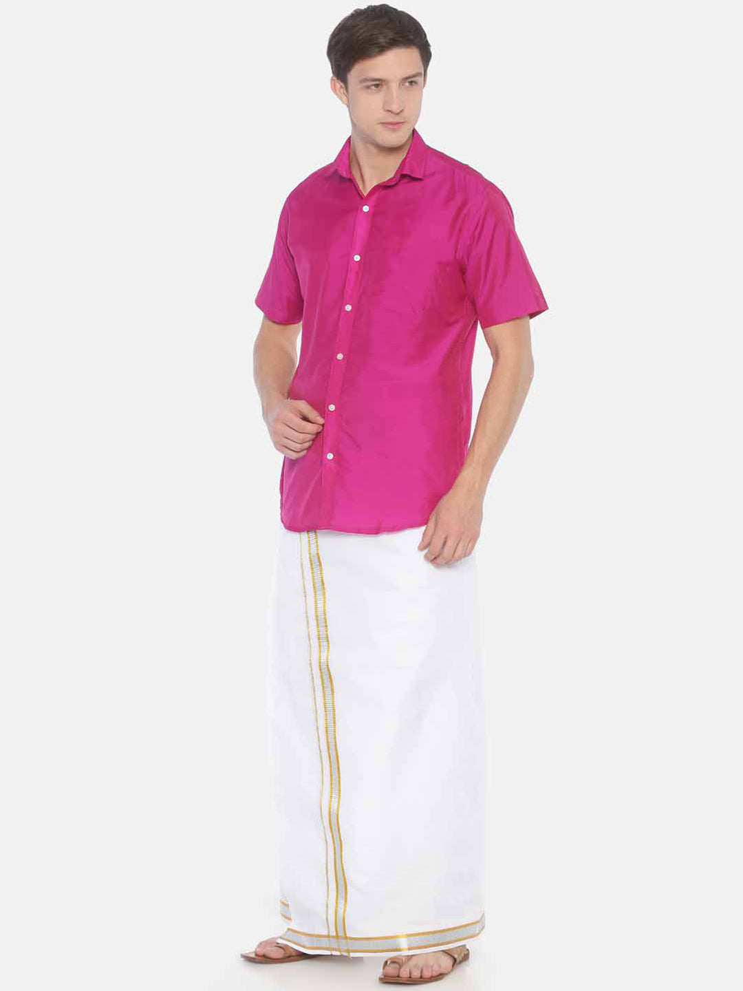 Sethukrishna Men White Solid Readymade Pocket Dhoti | Swadesiicart