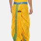 Sethukrishna Men Yellow Solid Double Layer Readymade Dhoti Pant | Swadesiicart
