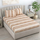 DREAM WEAVERZ Beige & Brown Striped Pure Cotton 220 TC King Bedsheet With 2 Pillow Covers - Swadesiicart