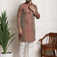 Sojanya Men Maroon & Off-White Woven Design Kurta with Churidar | Swadesiicart