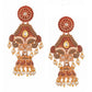 Shoshaa Maroon & Gold-Toned & Plated Contemporary Antique Jhumkas Earrings | Swadesiicart