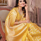 Aastha Fashion Yellow Soft Organza Silk Weaving Saree
