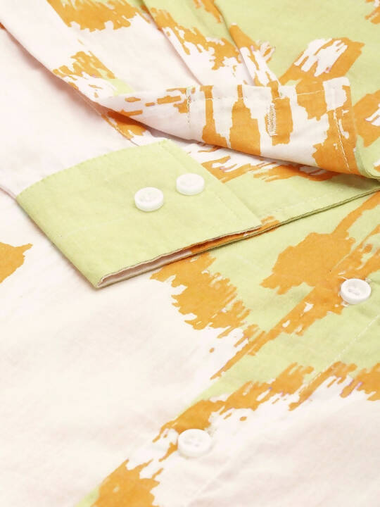 Off White Men Pure Cotton Relaxed Opaque Printed Casual Resort Shirt - Mahotsav | Swadesiicart