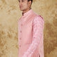 Bluesaanchi Men's Jacquard Pink Waistcoat | Swadesiicart