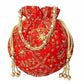 Ethnic Clutch Silk Potli Batwa Pouch Bag with Metal Bead work Gift - Swadesiicart