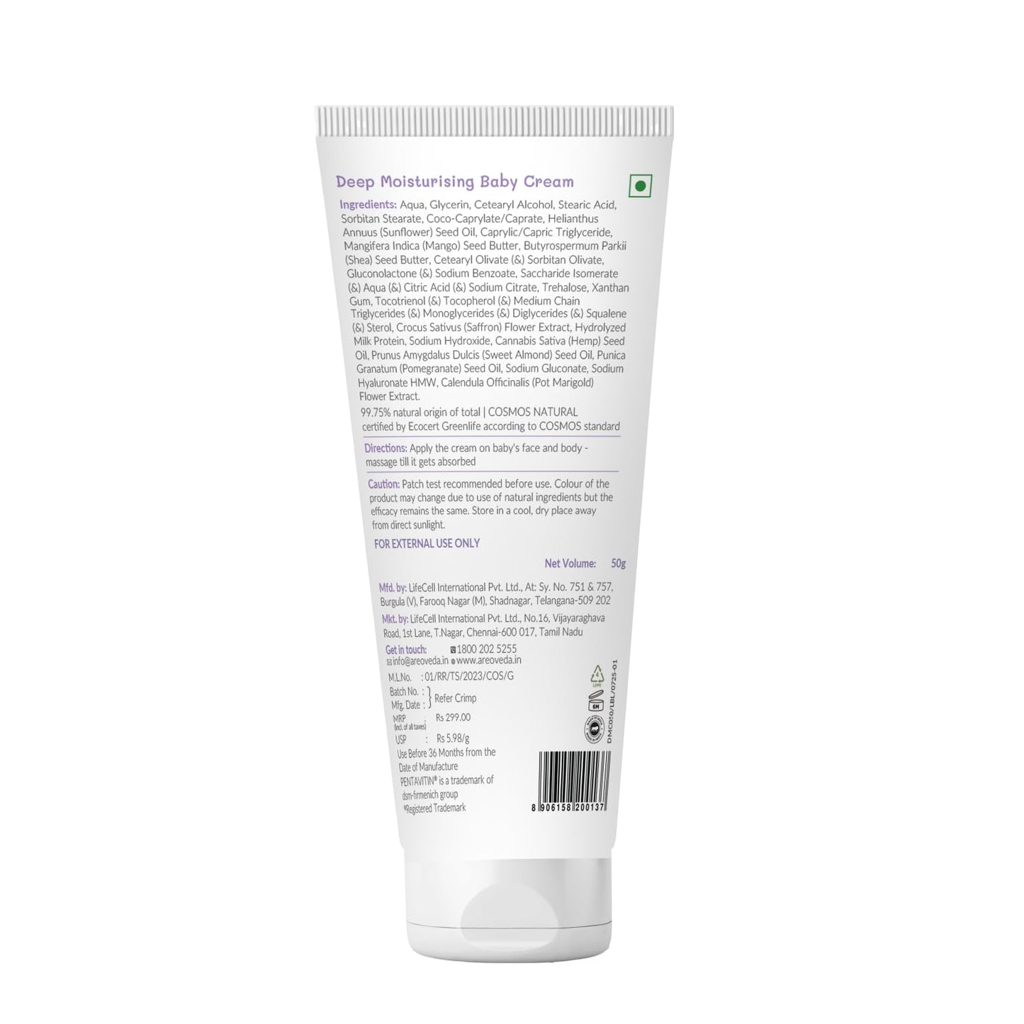 AreoVeda Deep Moisturising Baby Cream | Swadesiicart