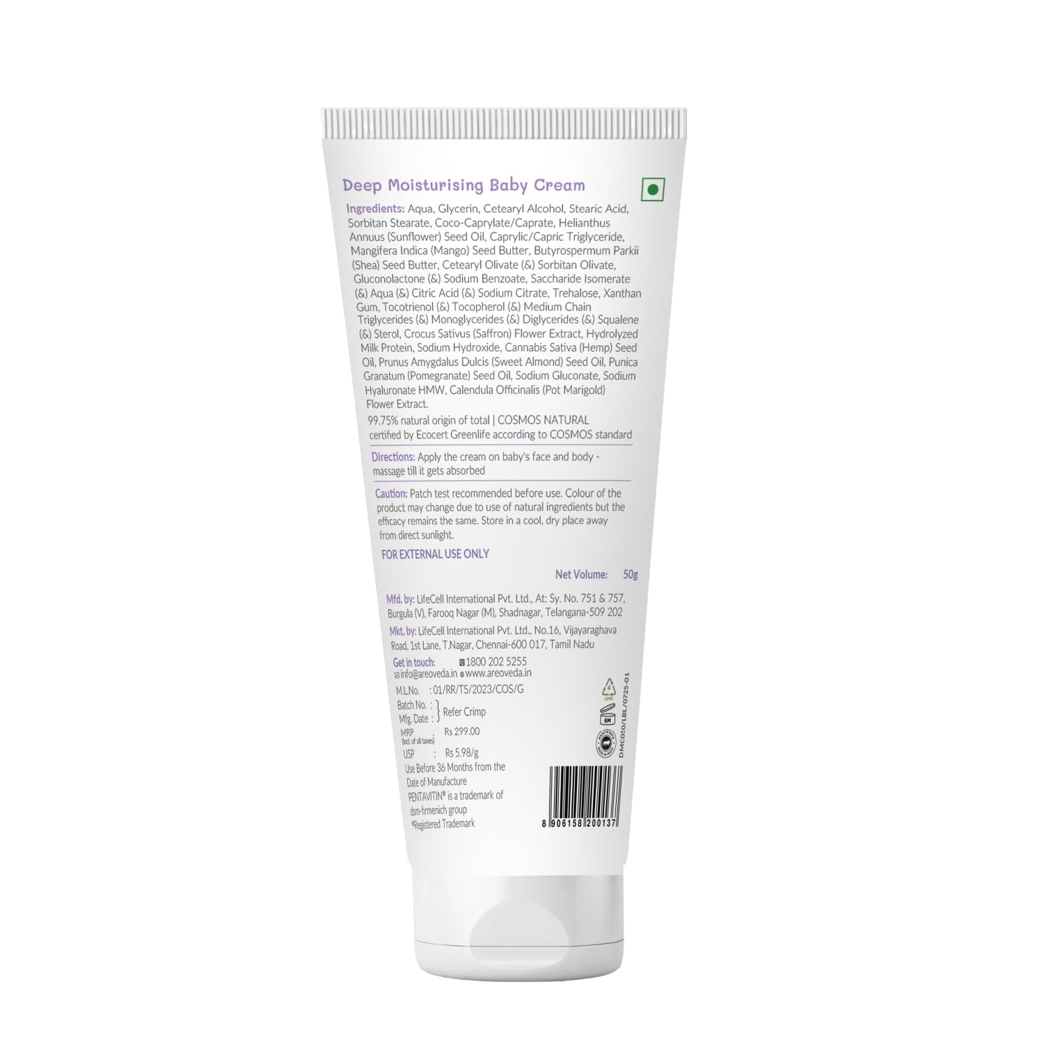 AreoVeda Deep Moisturising Baby Cream | Swadesiicart