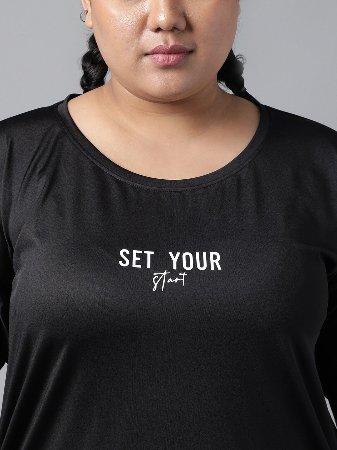 MKH Typography Printed Plus Size Drop Shoulder Sleeves Relaxed Fit Dri-FIT Sports T-shirt - Swadesiicart