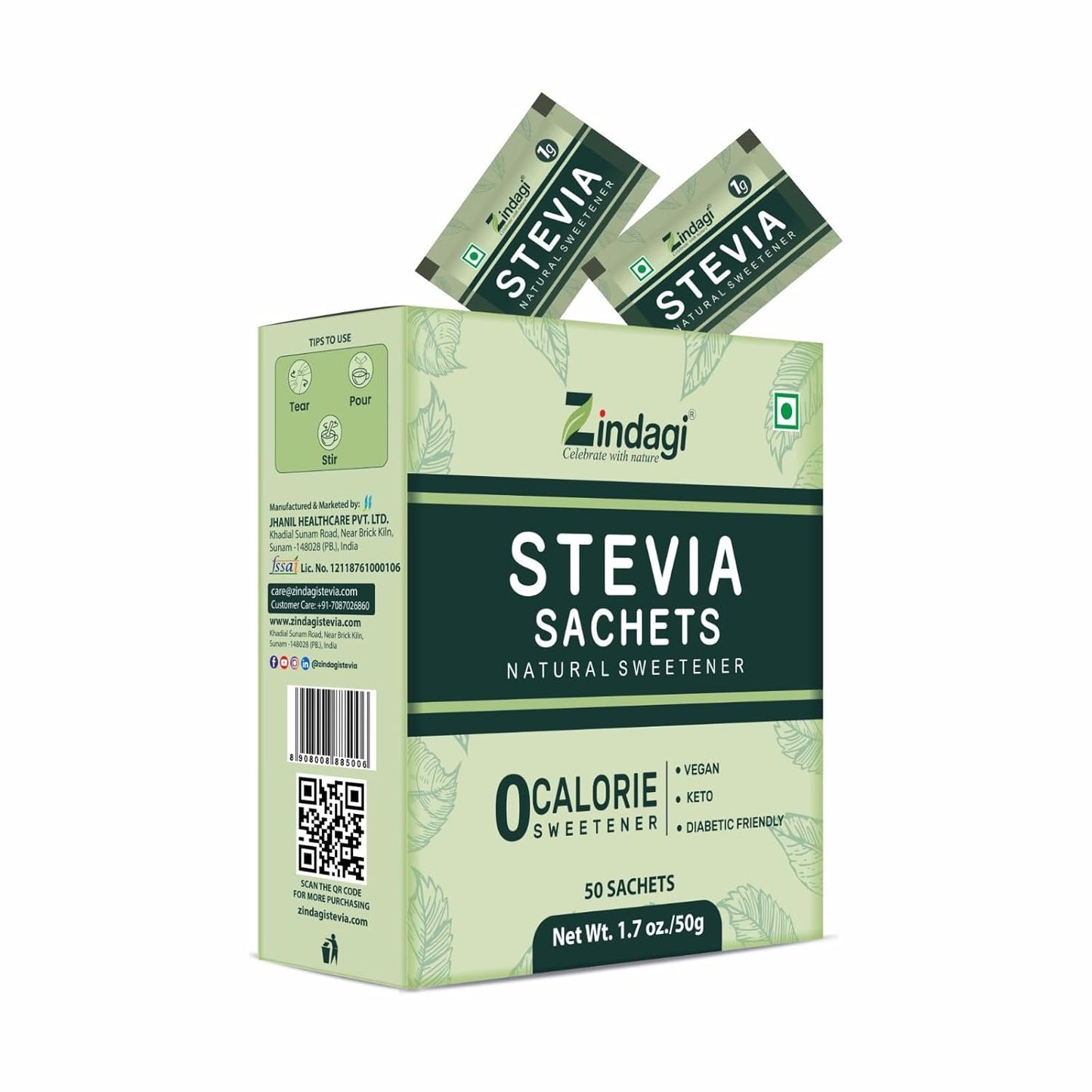 Zindagi Stevia Nature's Sweetener Sachets | Swadesiicart